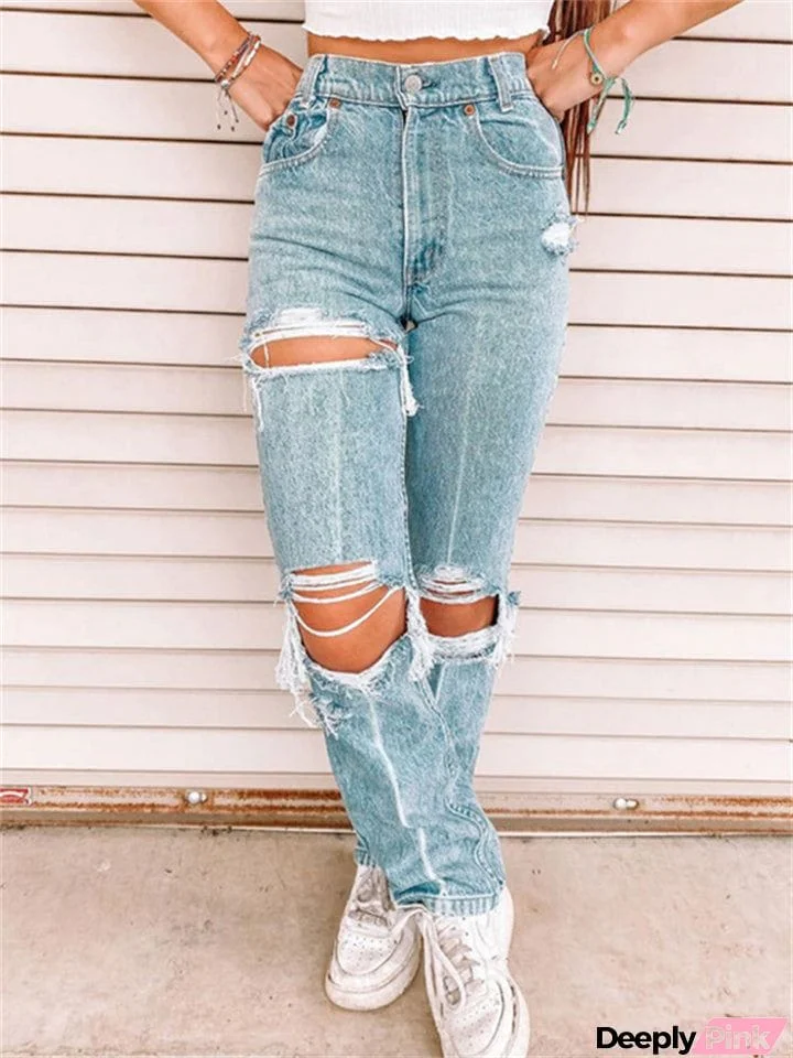 Women's Trendy Washed Effect Ripped Jeans