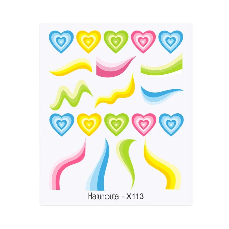 Harunouta Cool Geometrics Pattern Water Decals Stickers Flower Leaves Slider For Nails Spring Summer Nail Art Decoration DIY-Nail Inspo