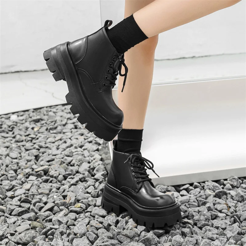 Qengg Qengg Boots Men In Autumn And Winter Increased Tooling Locomotive Wind Super Fire Leather Boots Big Head Advanced Sense Ankle Boots 9133-Y
