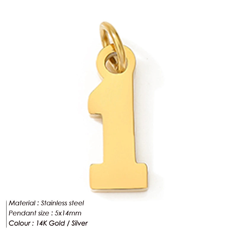 1 Piece 14*17mm 8 * 14mm 304 Stainless Steel 14K Gold Plated Number Pendant Jewelry Accessories