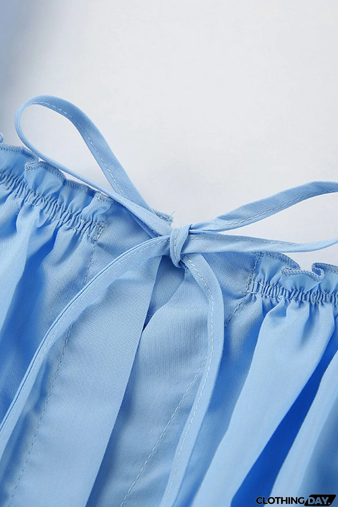 Puff Sleeve Single-breasted Ruffle Dress