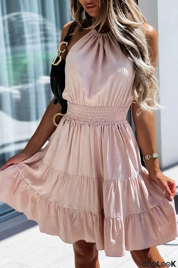 Sexy Halter Neck Sleeveless Slim Casual Cake Dress