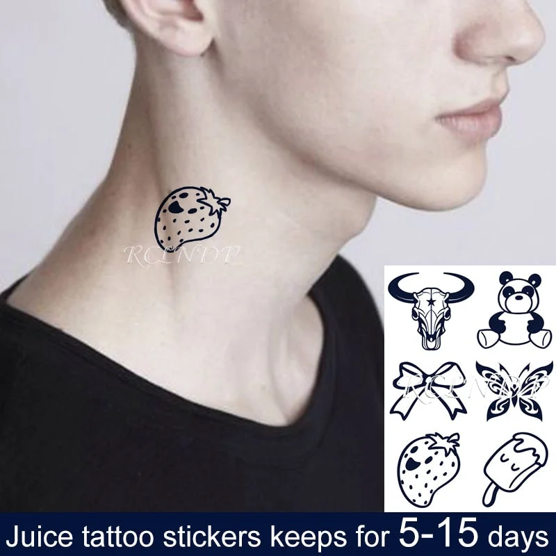 Waterproof Temporary Juice Ink Sticker Love Heart Hand Design Flower Fairy 8 Fruit Gel Long Lasting Tattoo for Men Women
