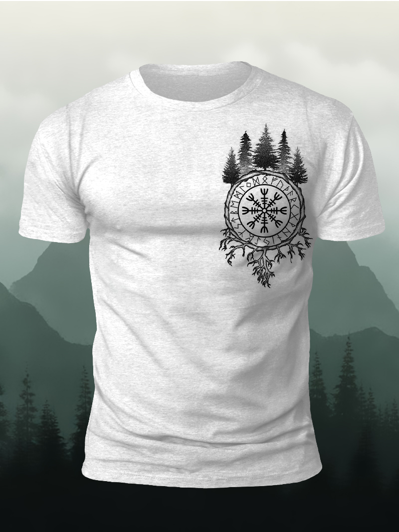 Men's Forest Rune Table Print Casual Short Sleeve T-shirt