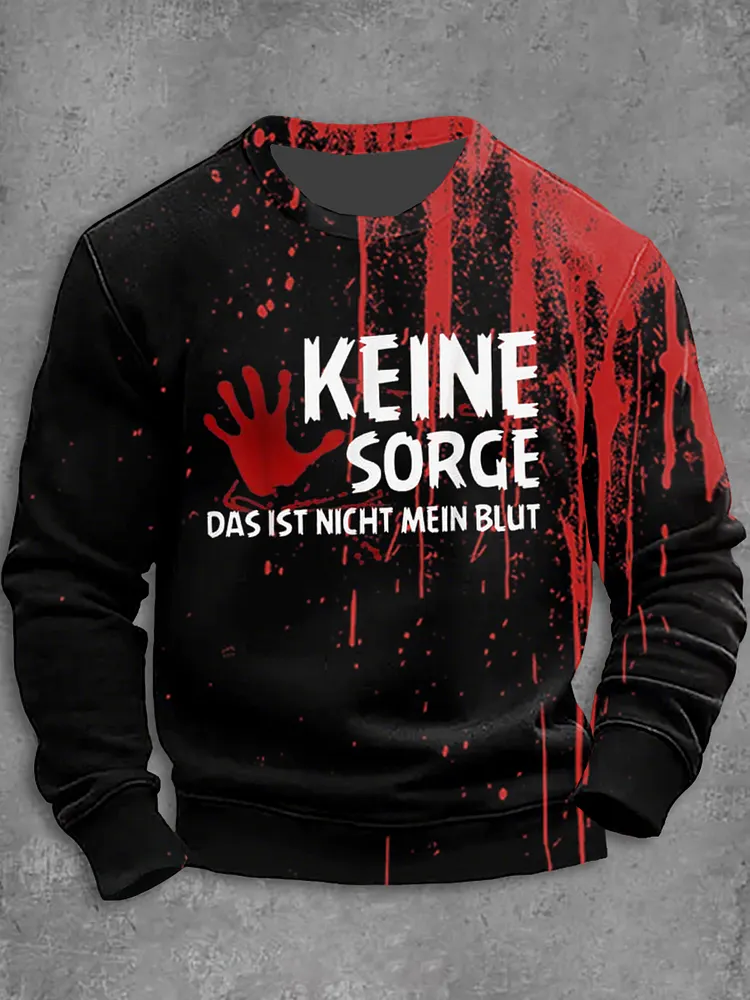 Lang&auml;rmliges Sweatshirt mit Rundhals ausschnitt f&uuml;r Herren Halloween bedruckt