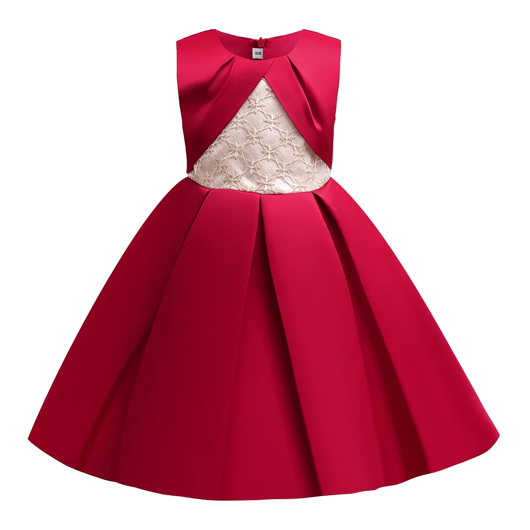 Buzzdaisy Solid Color Princess Dress For Girl Round Collar Star Sleeveless Light Weight Cotton Princess Dress Autumn