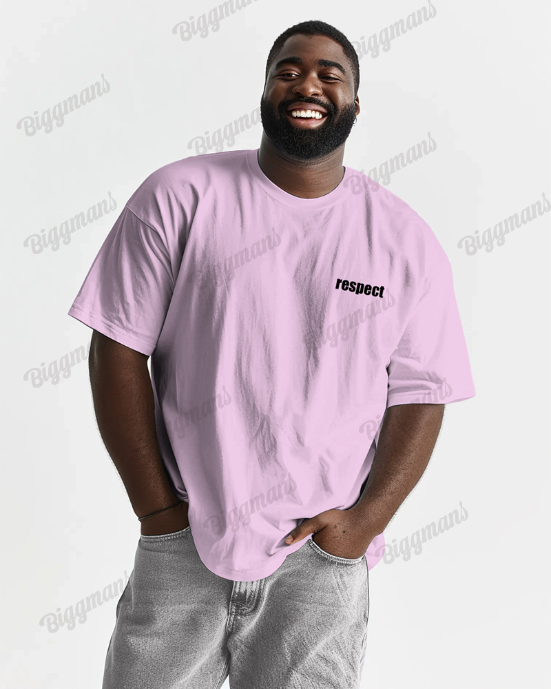 100% Cotton-simple Chest Letter Print Men's Loose Plus Size Short Sleeve T-shirt