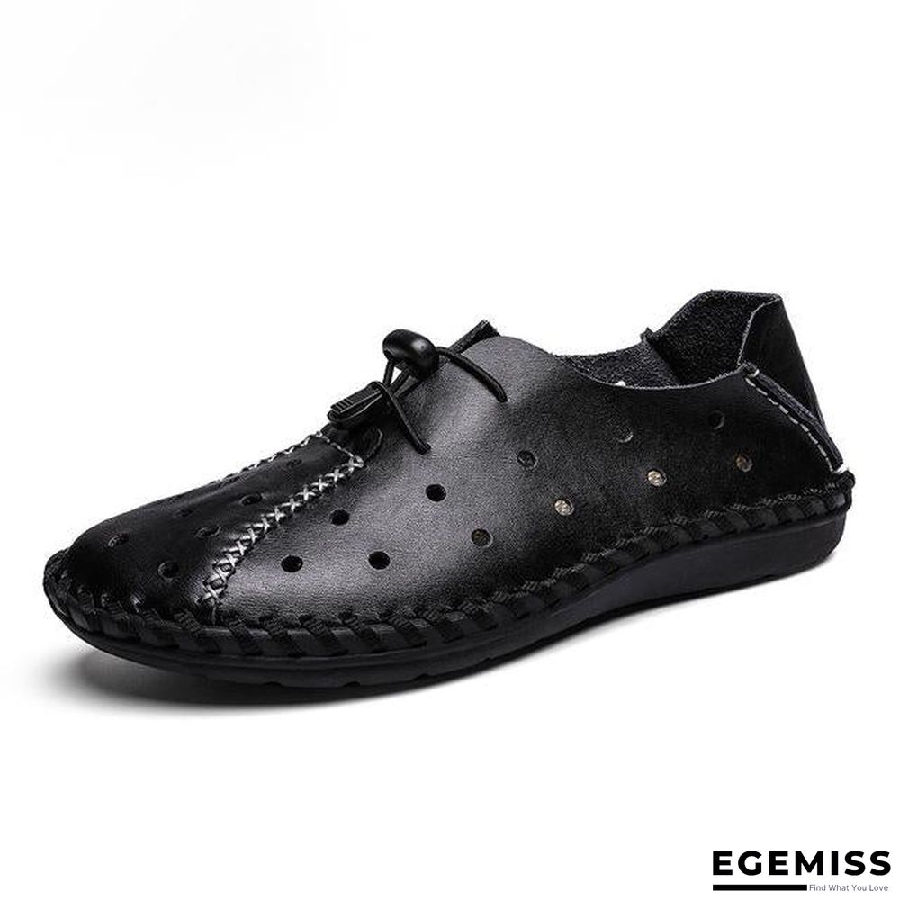 Men Breathable Genuine Leather Sandals Flats Fashion Casual Beach Shoes | EGEMISS
