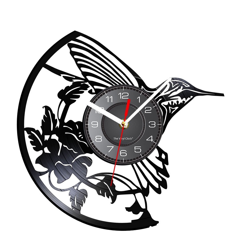 

Hummingbird WIth Flowers Handmade - Vinyl Record Wall Clock - Without LED, 501 Original
