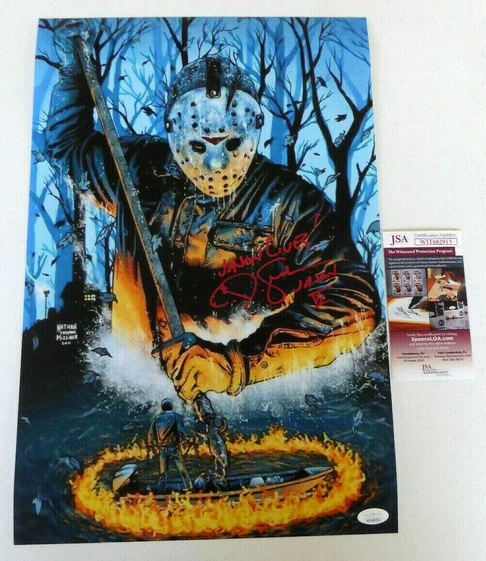 C.J. Graham Signed 12x18 Photo Poster painting Friday 13th Jason Lives, Boat Artwork, JSA COA