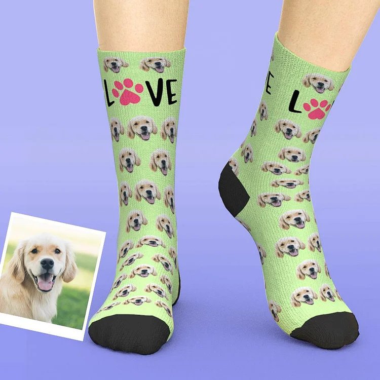 Custom Photo Socks With Photo Love Dog Personalized Novelty Socks