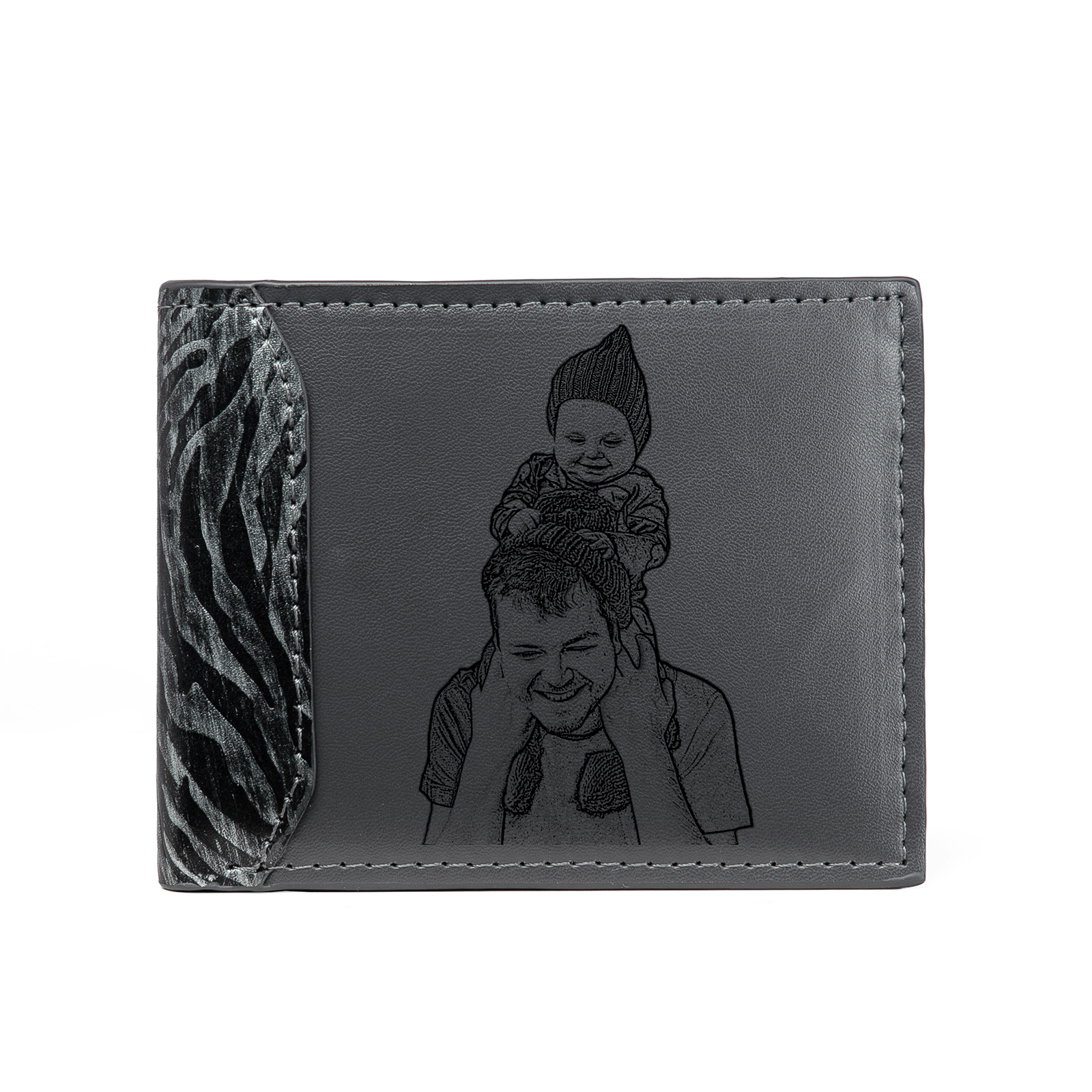 Personalised Photo & Text Billfold Wallet Custom Leather Wallet with RFID Blocking Gift for Men-Jessemade AU