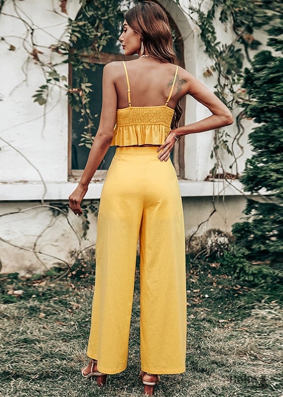 Sexy Two Piece Boho Yellow Dress Mariana - Ladylim