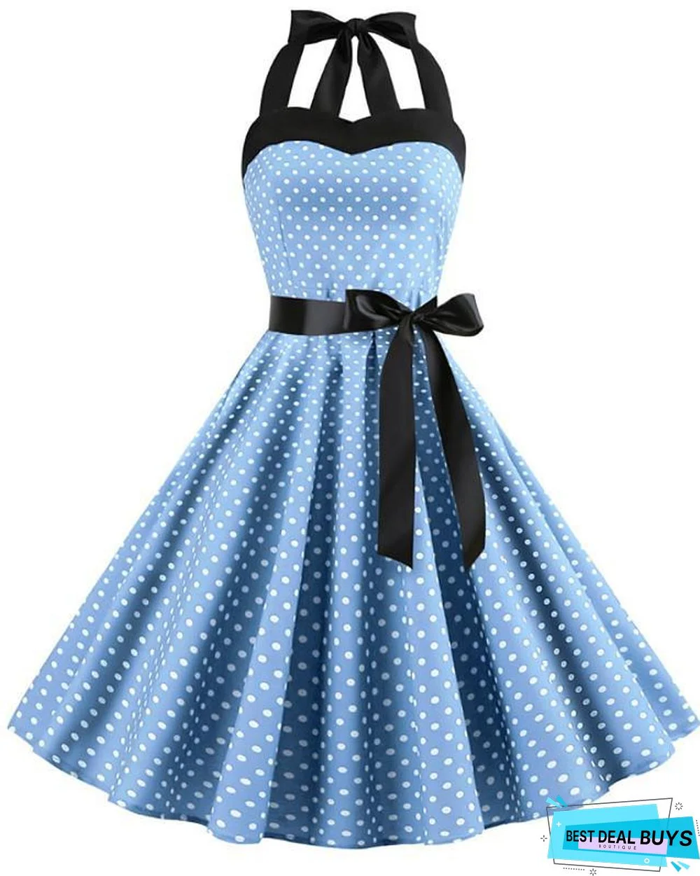 Women's A-Line Dress Knee Length Dress Sleeveless Polka Dot Print 1950S Hot Vintage Blue Red Blushing Pink Light Blue