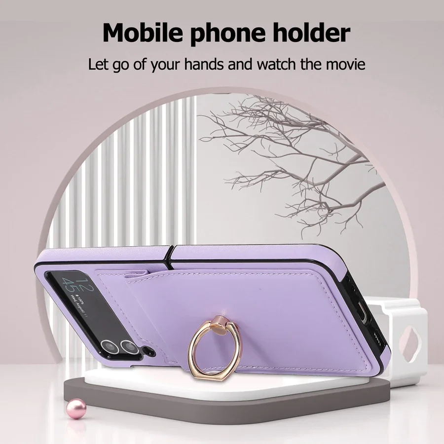 Suitable For Samsung Z Flip 3/Z Flip 4 Folding Solid Color Ring Folding Screen Phone Case