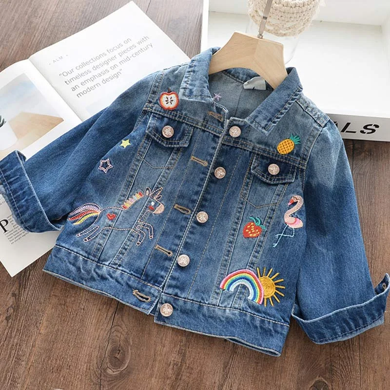 Bear Leader Denim Children 's Chothing New Kid Spring Coats Casual Kids Girls Animal Rainbow Outerwear Girl Unicorn Jean Jacket