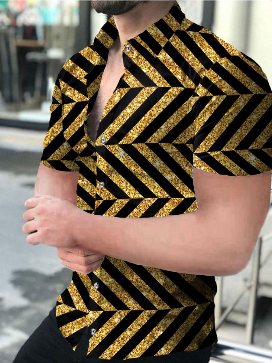 Men's Geometric Printed Short-Sleeved Shirt