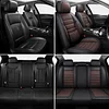 MINGBRON Car Seat Covers Full Set, Brown Car Seat Cover Lumbar Support, Car Seat Protector Waterproof, Nappa Leather Car Seat Cushion, Front Seats and Back Fit for Most Cars