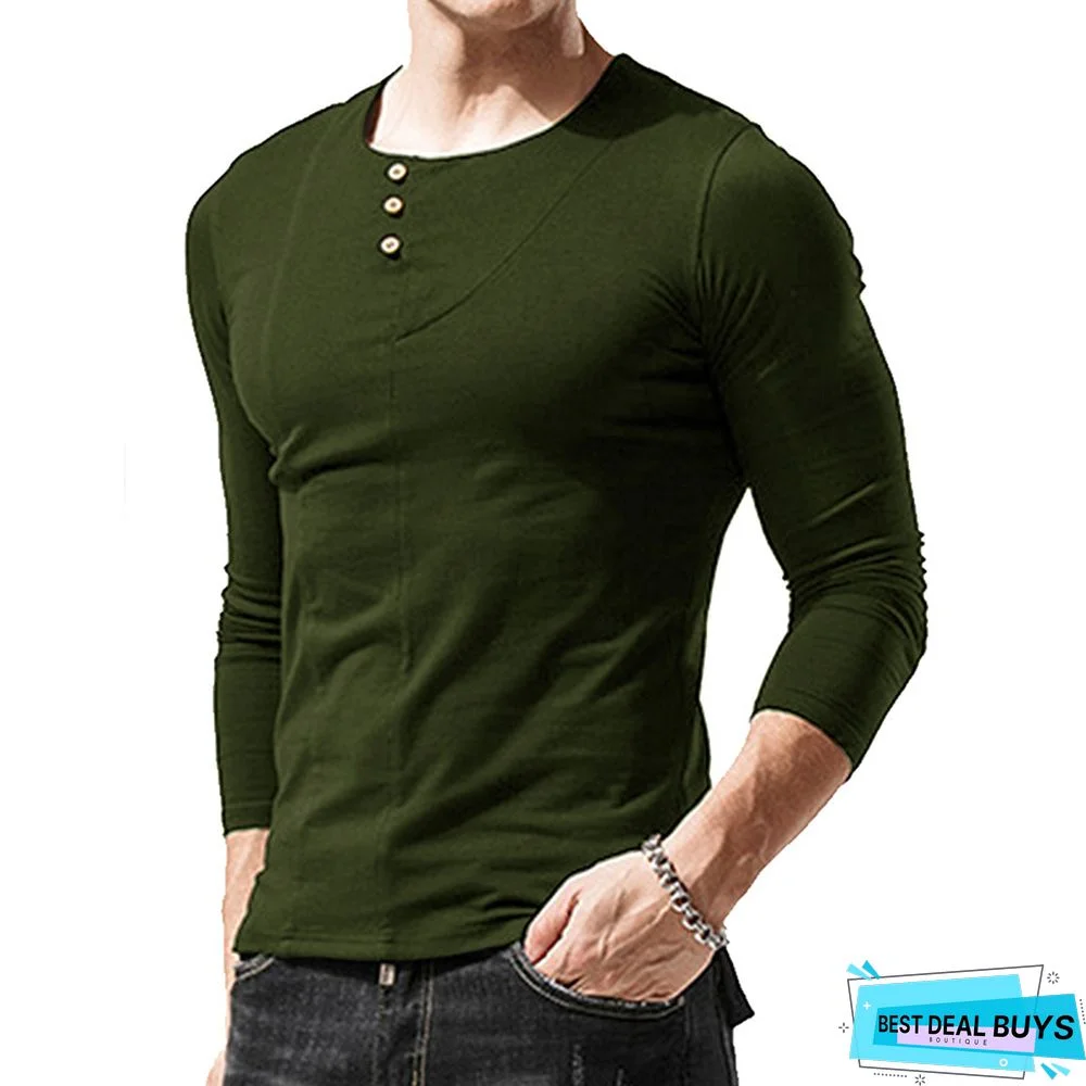 Men's Long Sleeved Round Neck T-Shirt Men's Bottom Shirt Men's T-Shirt