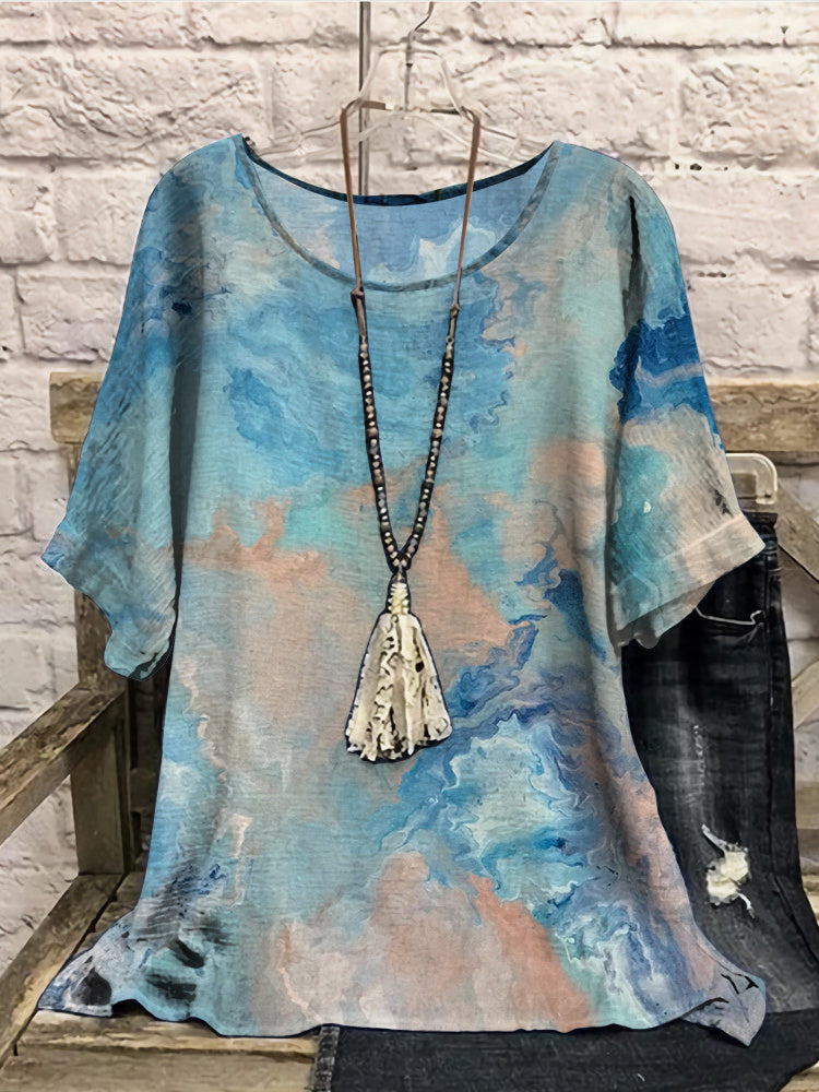 Women Long Sleeve V-neck Graphic Floral Printed Top