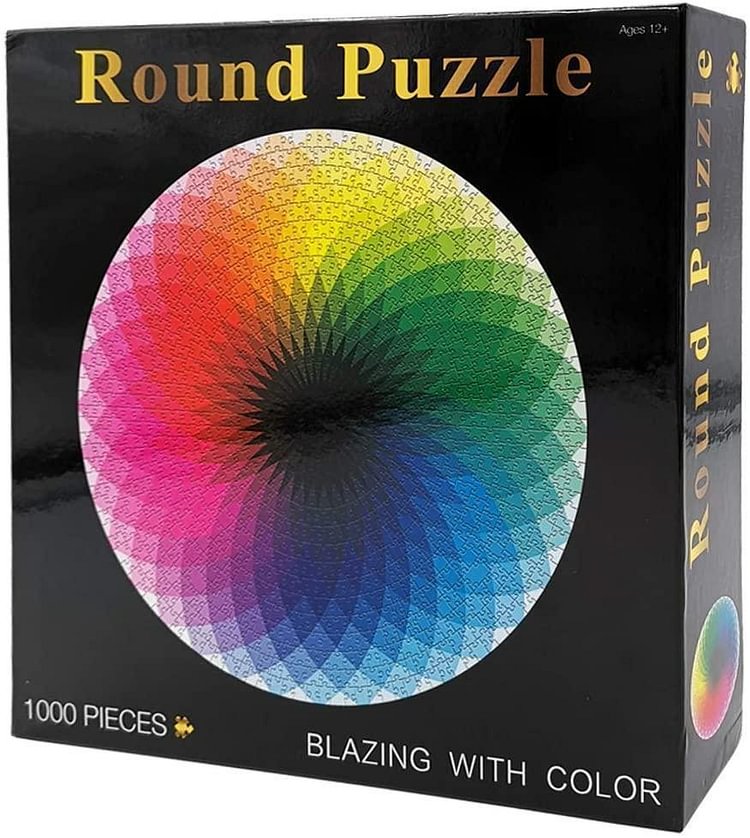 Large 1000-Piece Rainbow Round Puzzle for Kids & Adults