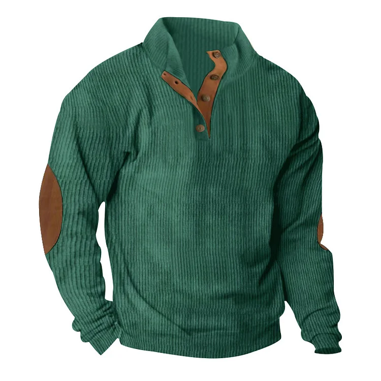 PASUXI Factory Men's Outdoor Jacket Corduroy Casual Quarter Zip Turtleneck Long Sleeve Pullover Shirt Outerwear Hoodie huanwei