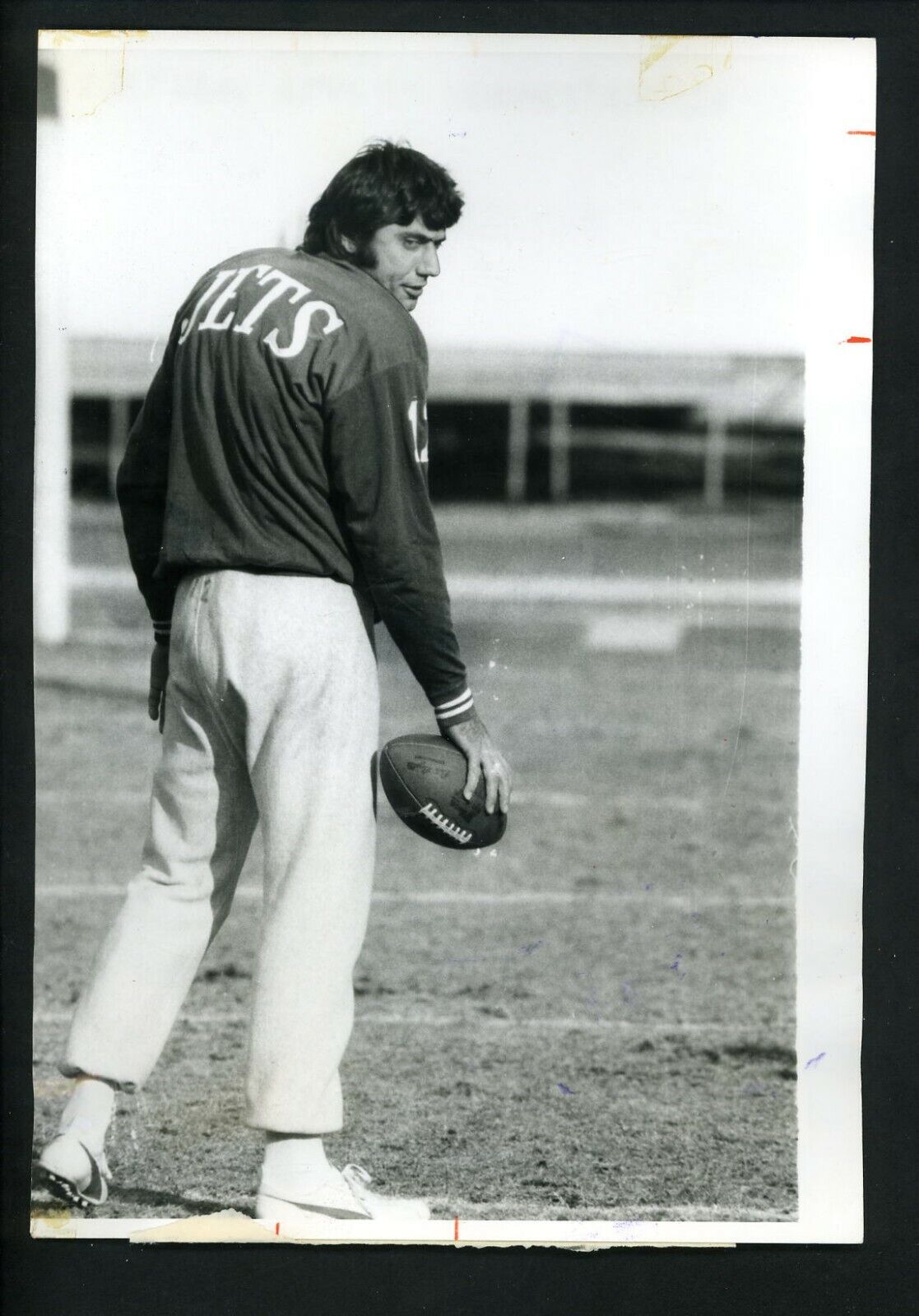 Joe Namath first practice after knee surgery 1971 Press Photo Poster painting New York Jets