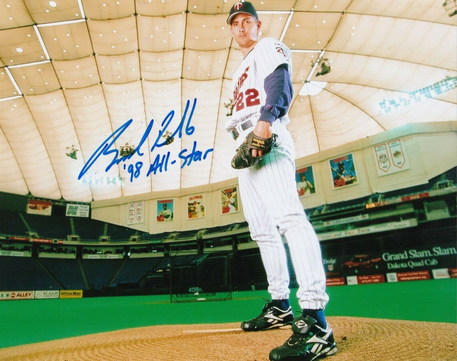 BRAD RADKE MINNESOTA TWINS 1998 ALL STAR COLOR ACTION SIGNED 8x10