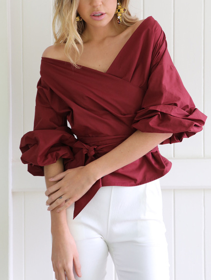 Self-Tie Cross Front Blouse