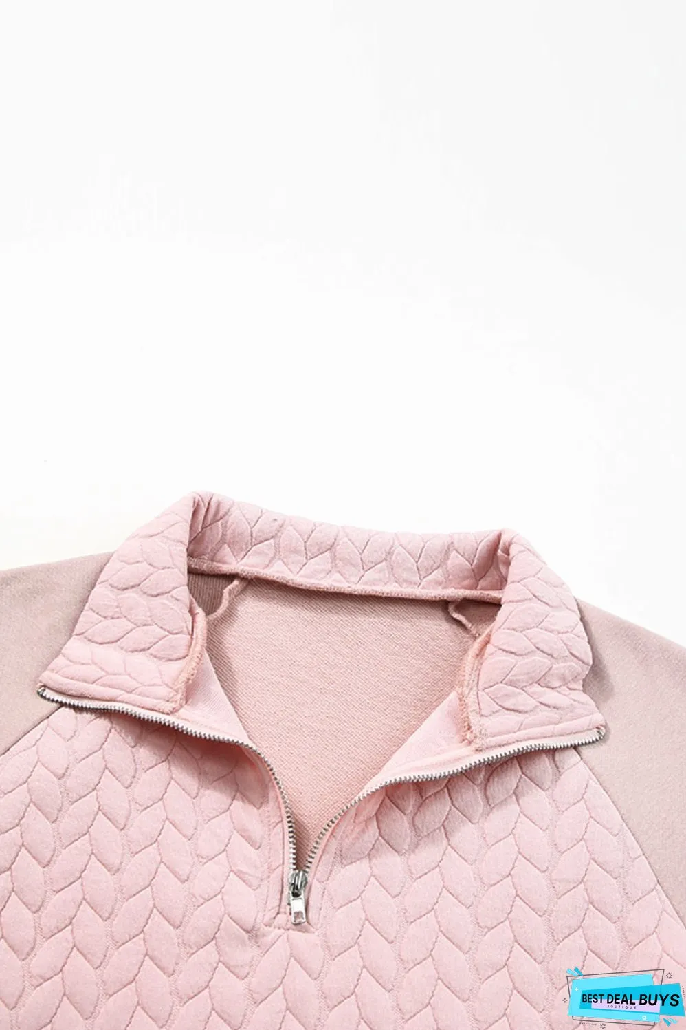 Textured Quarter Zip Long Sleeve Sweatshirt