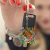 (US Only)6Pcs Double Sided Special Shape Garden Ladybug Diamond Painting Keychain