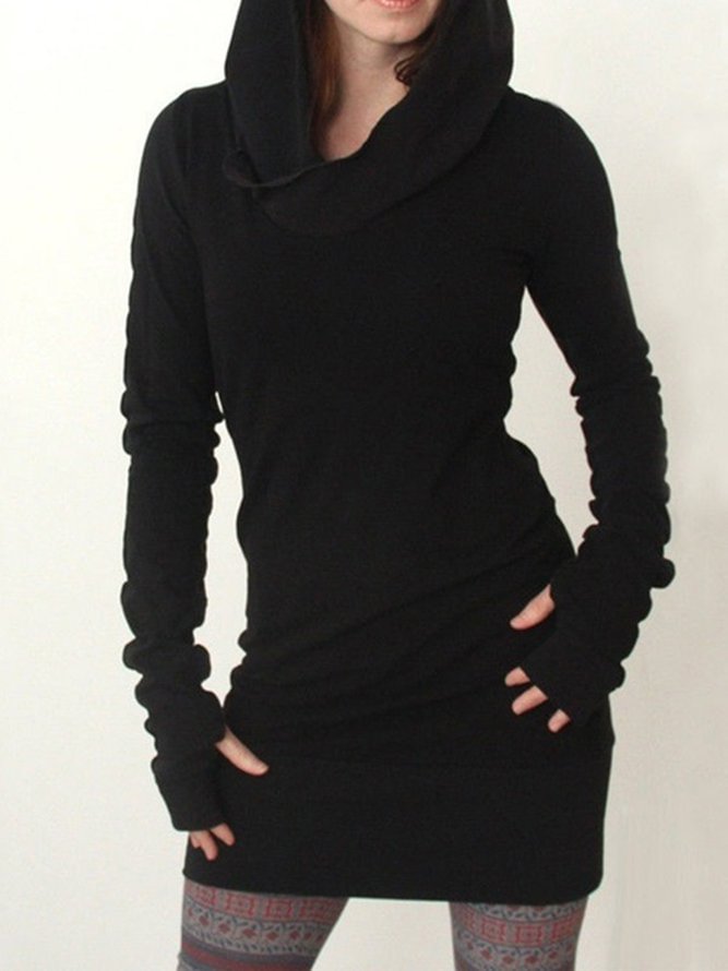 Black Hoodie Punk plus size Shirts & Tops Zaesvini