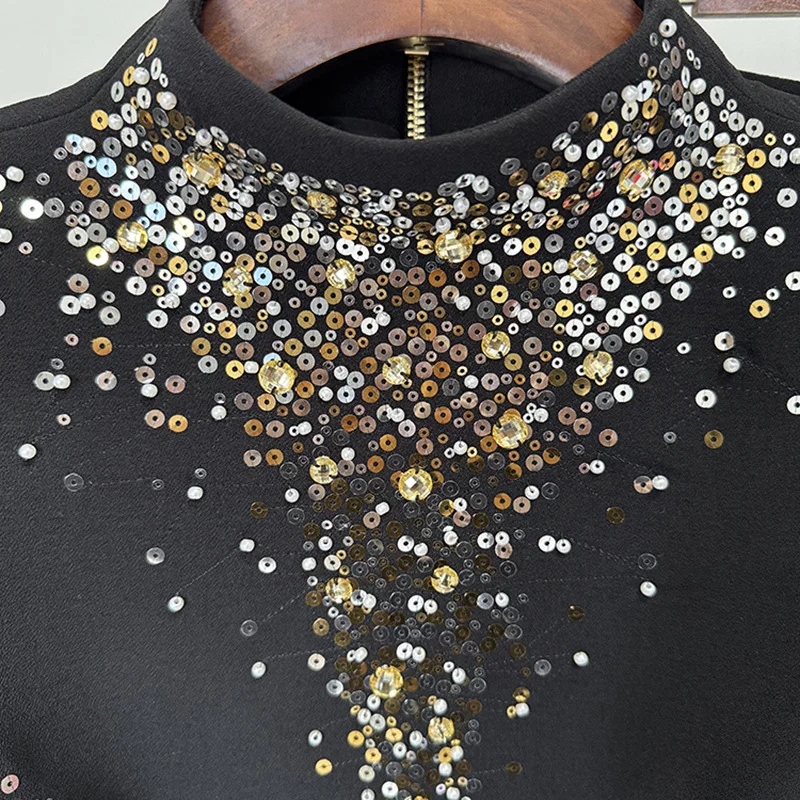 Nigikala Nigikala New Star Fashion Heavy Industry Embroidered Squin Blouse Fish Tail Half Skirt Set Two Sets