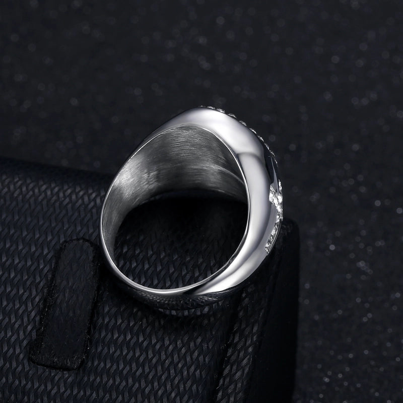 Hip-Hop Geometric Titanium Steel Plating Artificial Diamond Unisex Rings