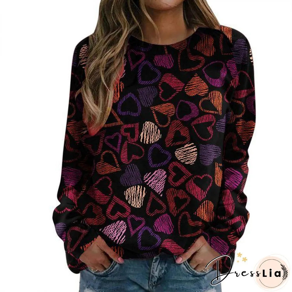 Women Leisure Heart Pattern Top