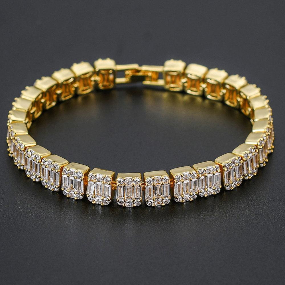 Gold/Silver 9MM Baguette Cubic Zirconia Tennis Bracelets