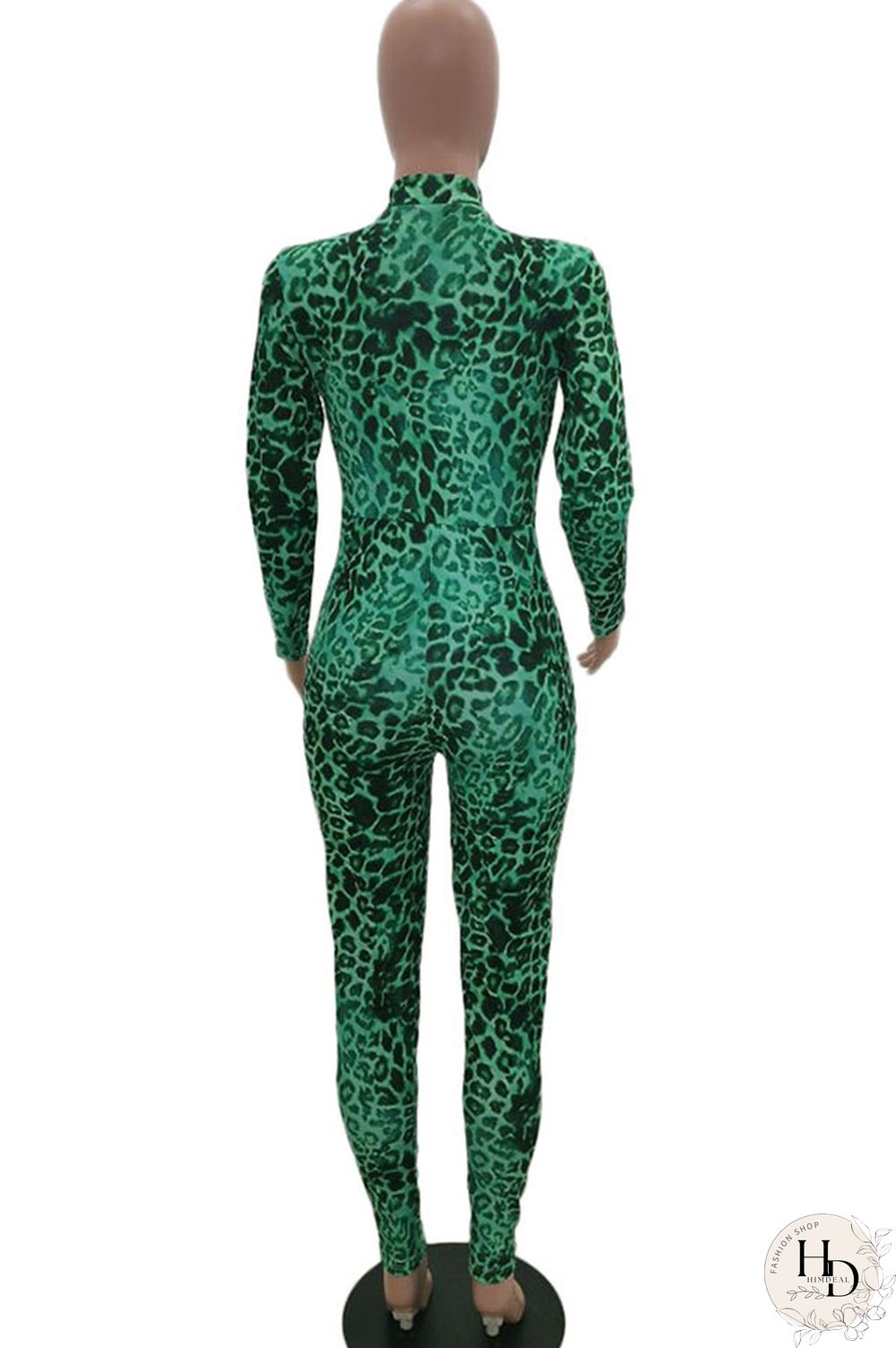 Blue Sexy Print Polyester Long Sleeve O Neck Jumpsuits