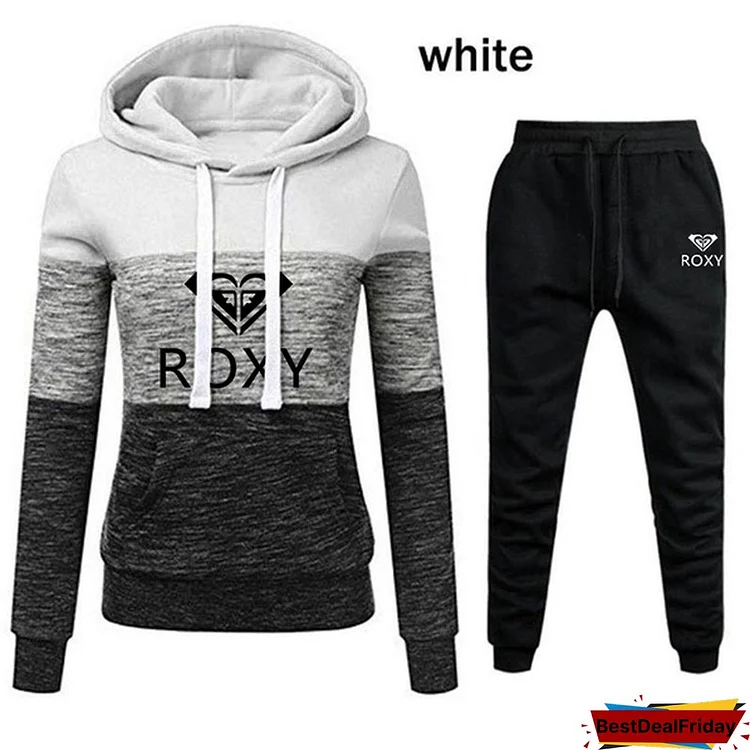 2022 New Womens Tricolor Hoodie Suit Two Piece Outfits Hooded Sweatshirts Pants Sets Sports Jogging Suit Hoody Tracksuits S-4Xl