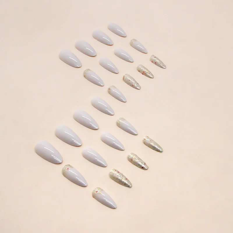 Churchf Churchf Head Almond Nail Ins Wind Sweet Sister Pure Desire To Burst Shiny Slices Fake Nails Fashion Versatile Champagne Beauty Nail Piece