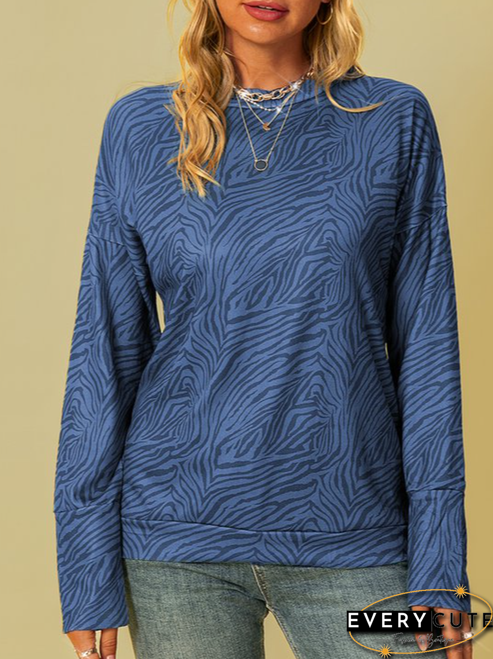 long sleeve shift zebra Tops