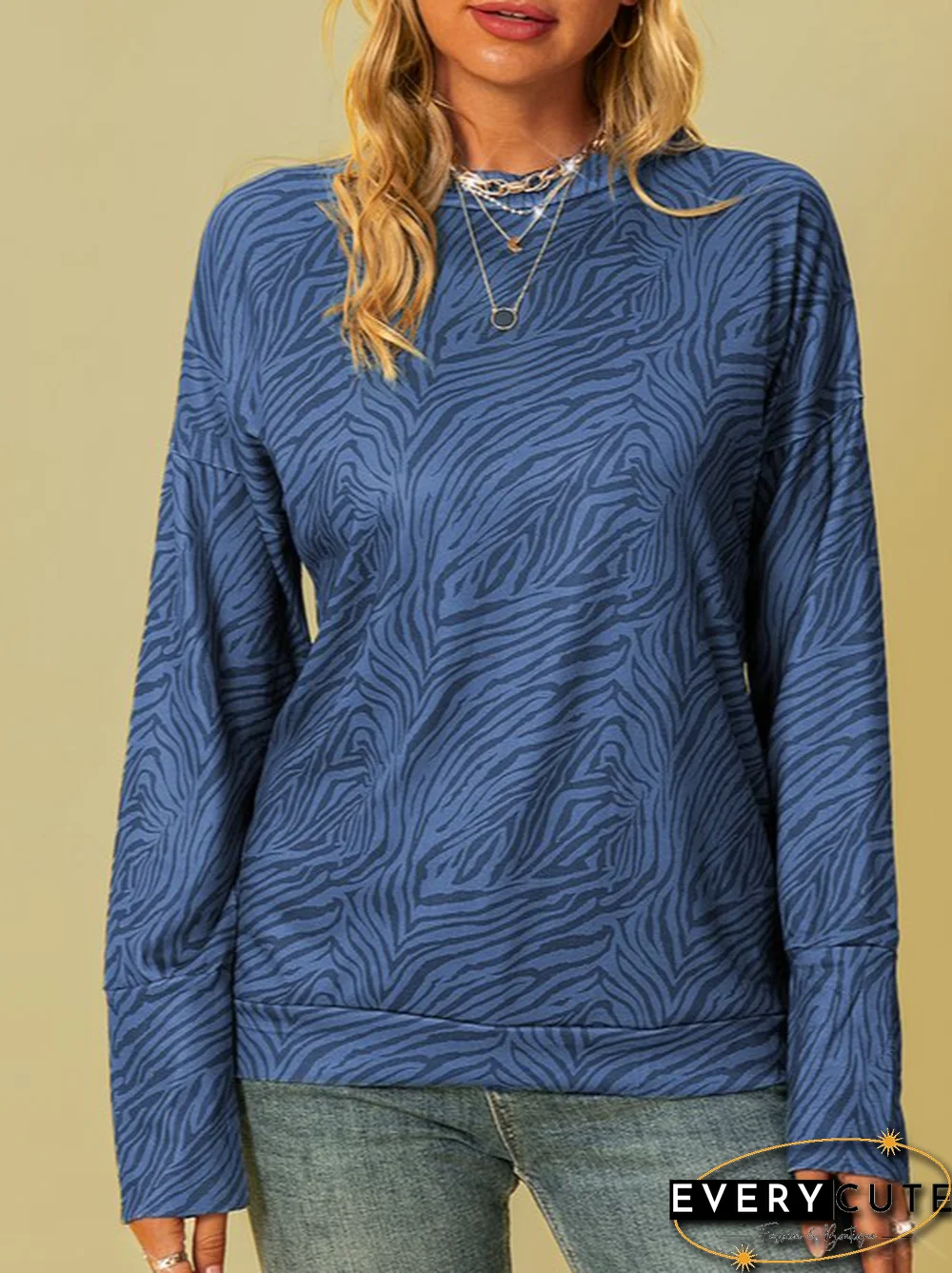 long sleeve shift zebra Tops