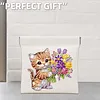 Diamond Painting Cat and Flower PU Storage Bag Coin Purse