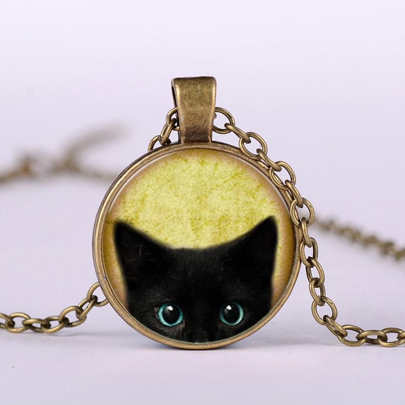 Bronze cute cat pendant necklace