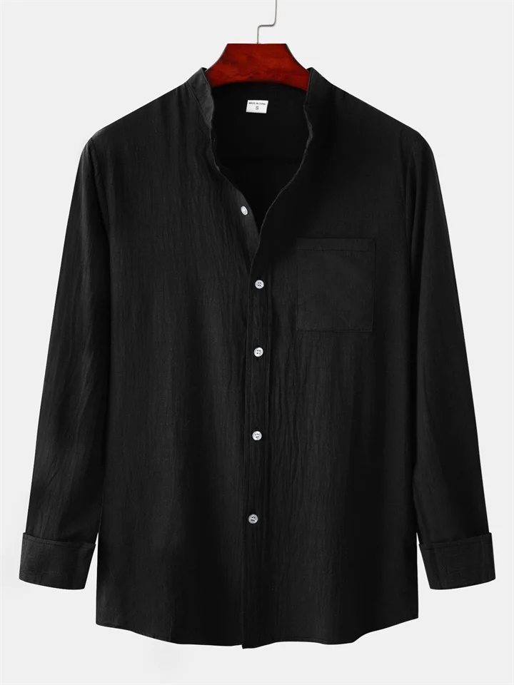 Autumn Explosion of Solid Color Long-sleeved Buttons Lapel Men's Shirts Fashion Casual Comfortable Men's Clothing-Cosfine