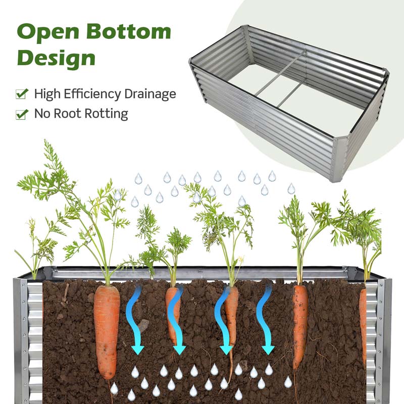 Eletriclife 6 x 3 x 2 Feet Rustproof Metal Planter Box with Ground Stakes