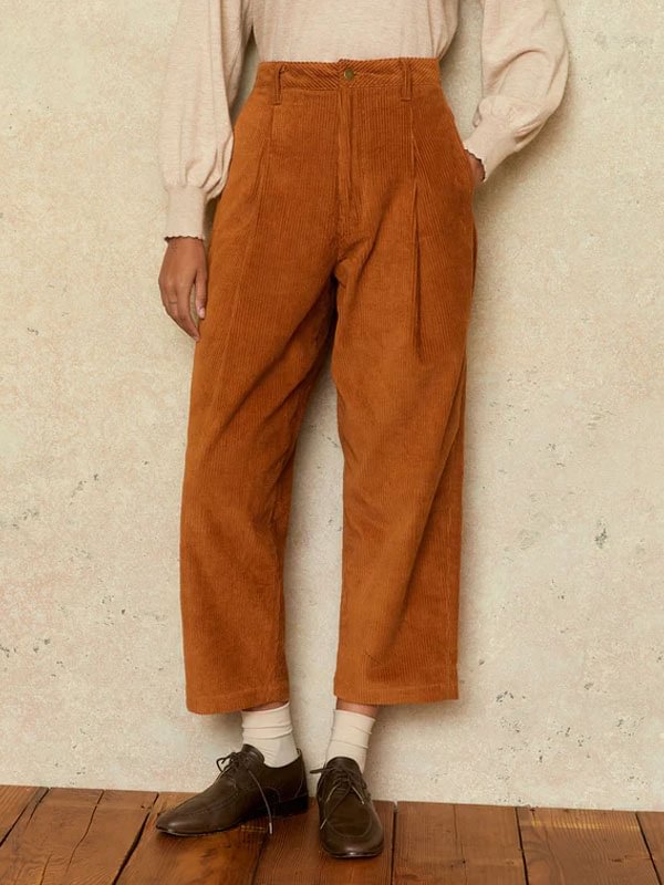 corduroy classic loose women's trousers