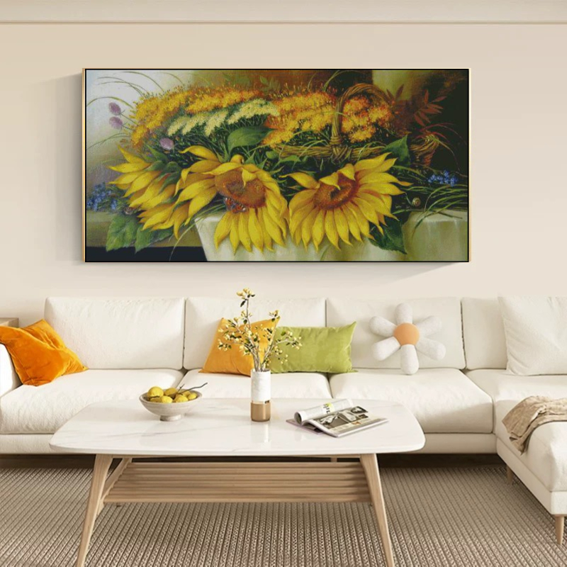 [ZZ184-Sunflower on the edge of the flower basket] Painting Fairy Cross Stitch