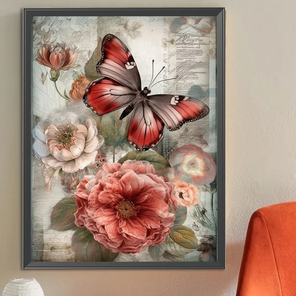 Diamond Painting - Full Square Drill - Butterfly Flower(Canvas|30*40cm)