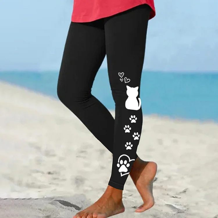 Loving Cat Paw Paw Casual Leggings