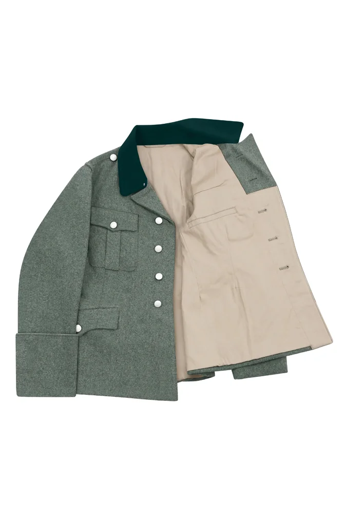   Elite German M1935 LAH FieldGrey Wool Tunic Feldbluse 5 Buttons With Deep Green Collar German-Uniform